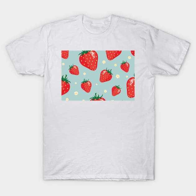 Cute Strawberries Pattern Mask - Beautiful Sunflower background - Great Gift For Her T-Shirt by WassilArt